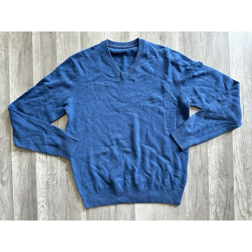 ALAIA Women's 100% Cashmere sweater Size XXL V-neck Blue Chest 42"‎ Inches